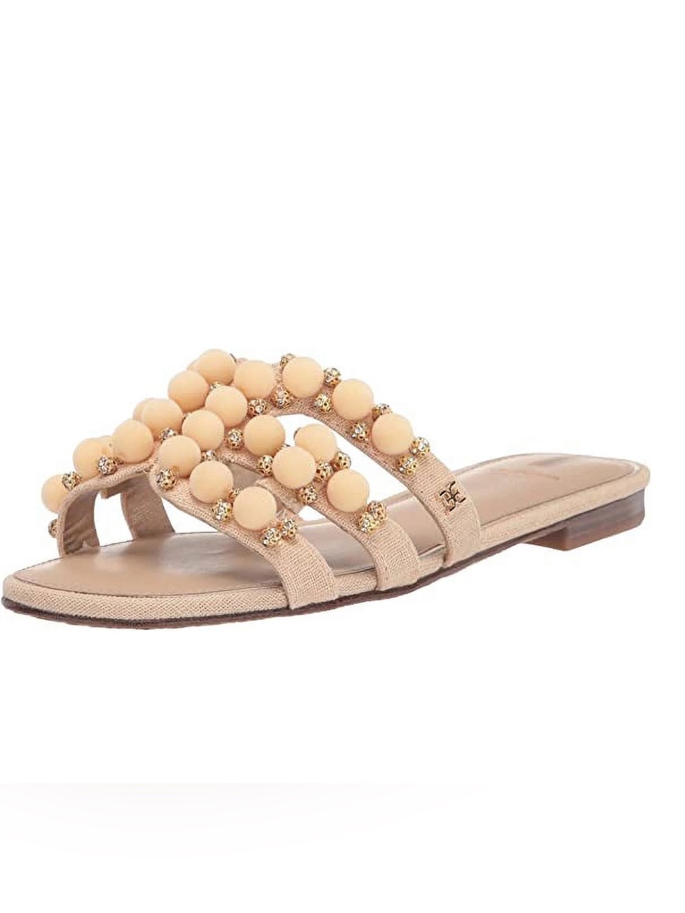 Sam Edelman Bay 19 Pom Pom Slide Sandals In Sand Women’s Size 5M New $140